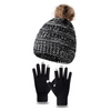 (Buy 1 Get 2) Kids Casual Cute Fur Ball Color Matching Knitwear Gloves Hat Sets