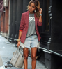 Fashion Women Casual Elegant Red Plaid Long-Sleeved Slim Lapel Office Chic Blazer