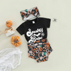 Kids Baby Girls Boys Summer Fashion Casual Halloween Solid Color Letter Round Neck Short Sleeve T-Shirt Pumpkin Shorts Set