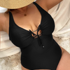 Women'S Solid Color Strap High Waist Sexy Plus Size One Piece Swimsuit