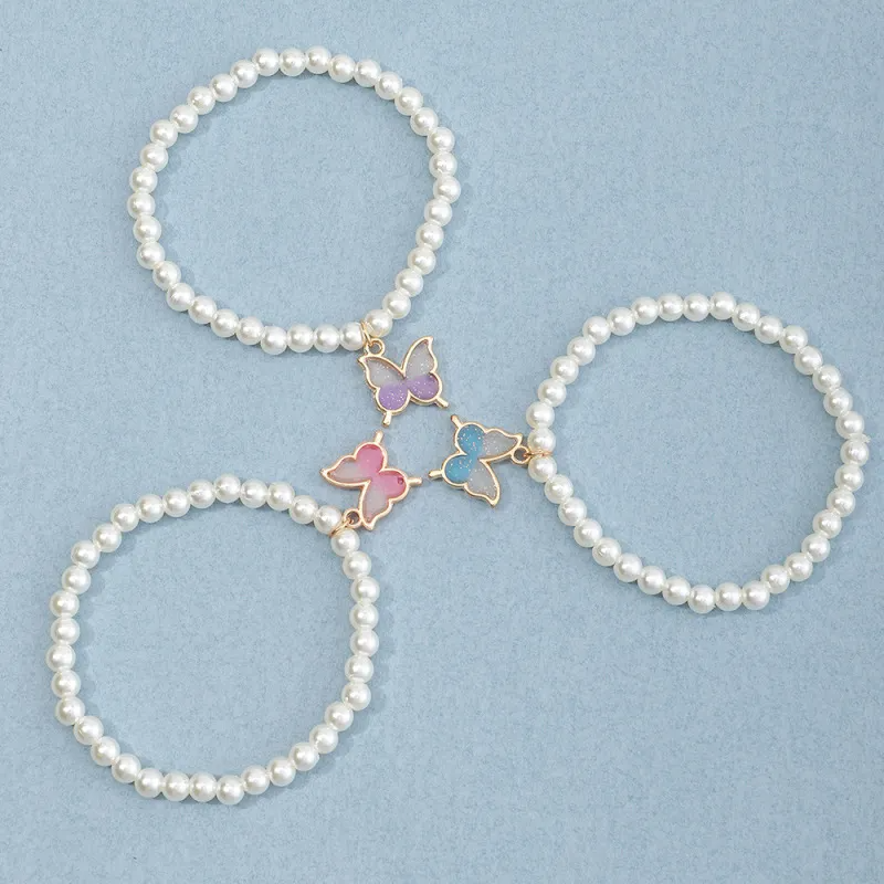 (Buy 1 Get 1) Children Kids Baby Fashion Girls Pearl Butterfly Bracelet Set