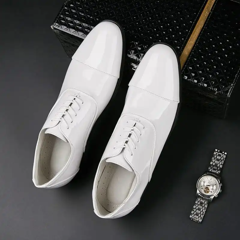 Men Fashion Pointed Toe Lace-Up Micro Leather Shoes