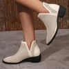 Women Fashion Simple Plus Size Hollow Out Mesh Back Zipper Roman Short Boots