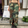 Women Fashion Personality Camouflage Wash Water Pocket Zipper Skirt