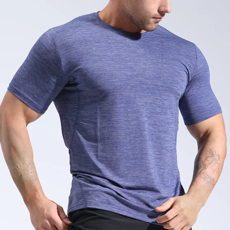 Men'S Casual Round Neck Short-Sleeved Quick-Drying Tight High-Elastic Sports T-Shirt