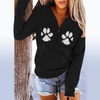 Women Casual Animal Footprint Pattern Loose Long Sleeve Hoodie