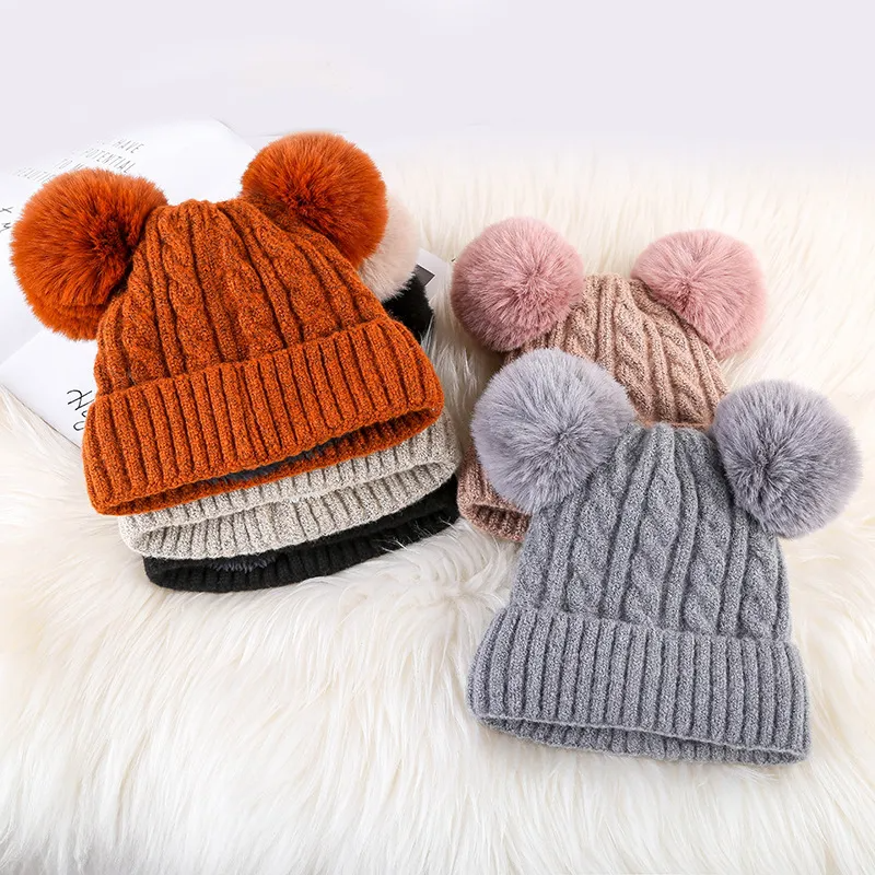 (Buy 1 Get 1) Women Plush Winter Knitted Fluffy Ball Warm Hats