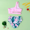 Children Kids Baby Fashion Girls Cute Leaf Flower Print Split Swimsuit 2pcs Set