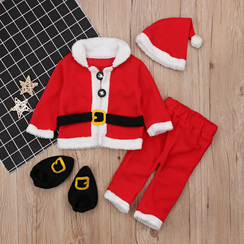 Kids Baby Girls Boys Autumn Winter Fashion Cosplay Cotton Lapel Long Sleeve Trousers Christmas Set