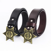 Men Fashion Retro Star Cowhide Leather Belt