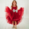 Kids Toddler Big Girls Fashion Party Cute Sweet Solid Color Sequins Bow Pearl Pleated Sleeveless Mesh Party Tutu Dress