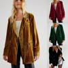 Women Fashion Casual Solid Color Golden Velvet Suit Jacket Blazers