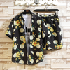 Men'S Fashion Lapel Floral Print Short Sleeve Beach Shirt And Shorts Two-Piece Set