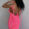 Women'S Fashion Sexy Backless Lace-Up Halter Neck Slim Maxi Dress