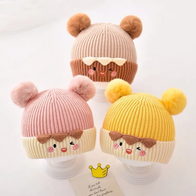 (Buy 1 Get 1) Kids Autumn Winter Casual Cute Fur Ball Knitwear Hat