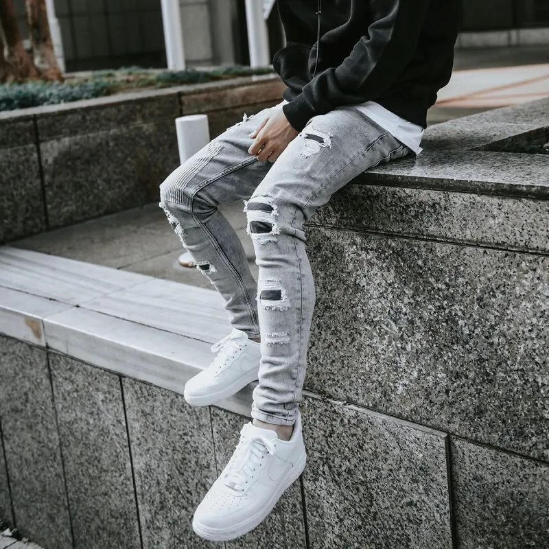 Men Fashion Ripped Skinny Jeans