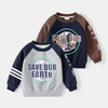 Children Kids Baby Fashion Boys Long Sleeve Letter Print Patchwork Pullover Casual Basic Sweatshirt