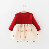 Baby Girls Fashion Casual Floral Bow Mesh Long Sleeve Round Neck Dress