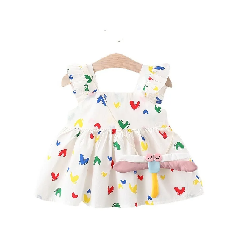 Toddlers Newborn Baby Fashion Girls Sleeveless Cute Heart Print Suspender Dress