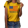 Women'S Fashion Star Stripe Flag Printed Round Neck Short Sleeve T-Shirt