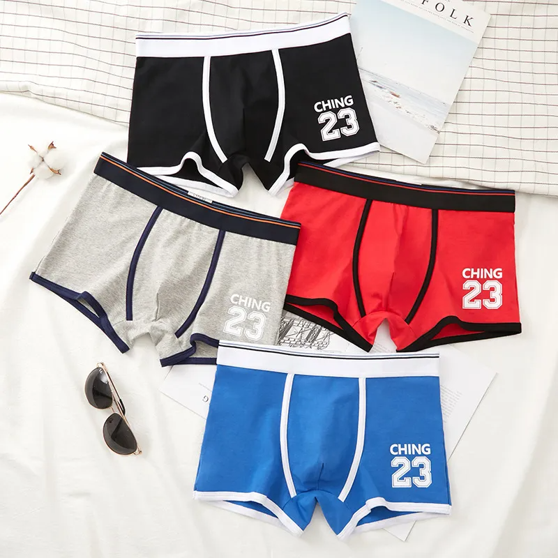 (Buy 1 Get 2) Men Fashion Casual Simple Letter Cotton Mid Waist Boxer Pants