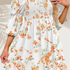 Women'S Fashion Casual Printing Puff Sleeve Square Neck Dress