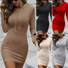 Women Fashion Solid Color Long Sleeve Hooded Dress