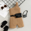 Kids Toddler Girls Casual Basic Solid Color Stripe One Shoulder Sleeveless Jumpsuit