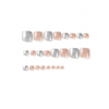 ( Buy 1 Get 2 )  Women Fashion Simple Nude White Edge Silver Glitter Removable Toenail Patches