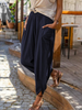 Women Summer Casual Solid Color Wide-Leg Cotton And Linen Loose Pencil Pants