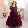 (Buy 1 Get 1) Toddler  Girls Elegant Party Gradient Color Short Sleeve U Neck Mesh Tutu Princess Dress