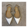 Women Fashion Casual Solid Color Rivet Pointed Toe Low Heel Sandals