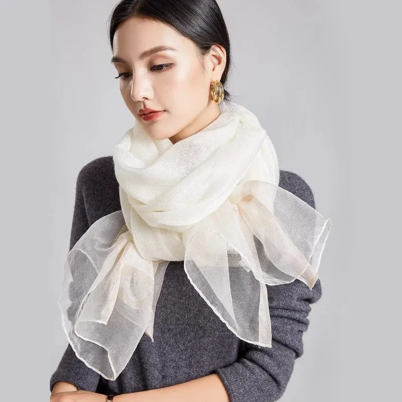 Women Fashion Linen Gradient Colorblock Scarf