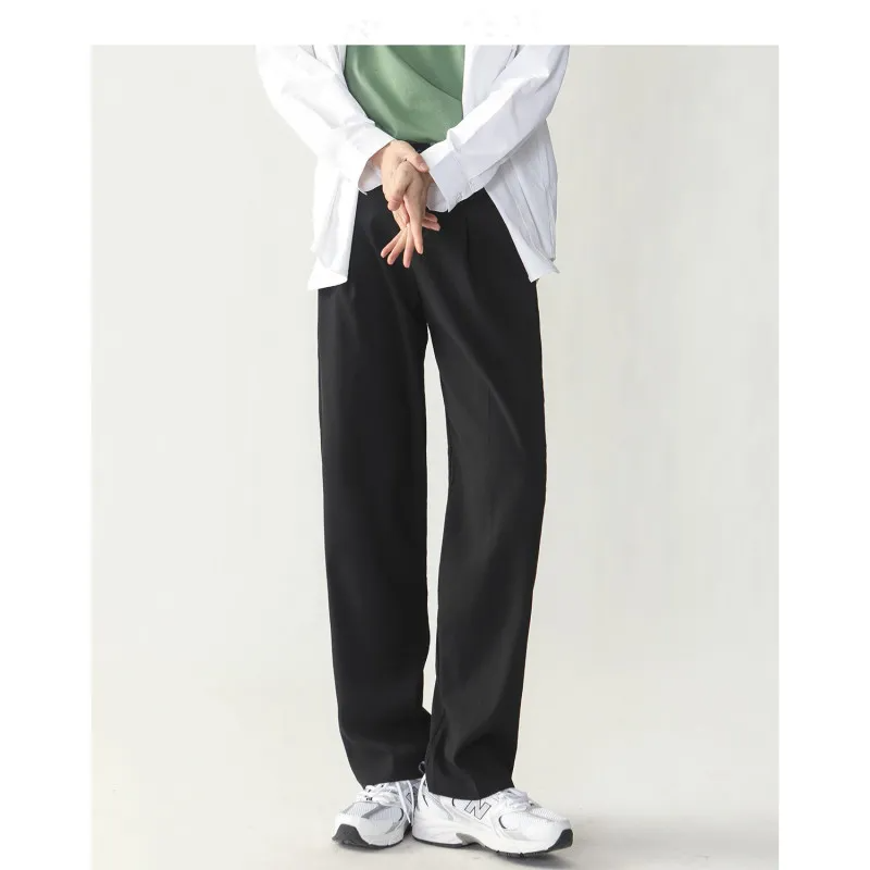 Men'S Casual Solid Color Drape Loose Straight Trousers