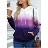 2 Pieces Women'S Autumn/Winter Gradient Print Kangaroo Pocket Hoodie Sweatshirt