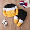 Kids Baby Boys Autumn Winter Fashion Casual Color Matching Letter Sweatshirts Long Sleeve Trousers Set