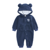 Kids Baby Boys Girls Autumn Winter Casual Cute Solid Color Polar Fleece Long Sleeve Hooded Bodysuit