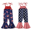 Toddlers Newborn Baby Fashion Girls Casual Basics Sleeveless Independence Day Star Flag Print Jumpsuit