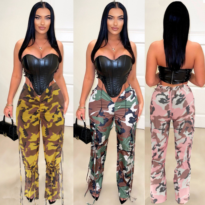 Women Fashion Casual Camouflage Print Trendy Pants