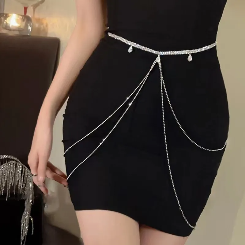 (Buy 1 Get 1) Women Fashion Sexy Rhinestone Chain Alloy Body Chain