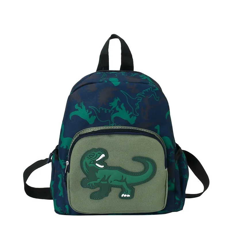 (Buy 1 Get 2) Kids Boys Girls Fashion Casual Cute Color Block Cartoon Dinosaur Pattern Oxford Cloth Backpacks Bags