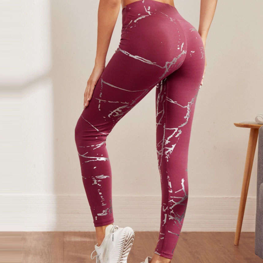 Women Leisure Marble Pattern Yoga Leggings