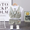 Kids Baby Boys Fashion Casual British Style Playd Waistcoatt Shirt Shorts Set