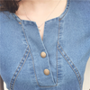 Women'S Fashion Casual Single-Breasted Short Sleeve Denim Dress