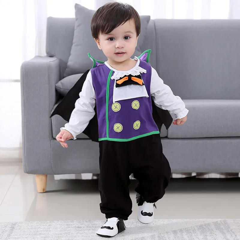 Kids Baby Girls Boys Autumn Winter Fashion Casual Cute Halloween Bow Vampire Round Neck Bodysuit Set