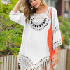 Women'S Solid Color Fringed Loose Beach Sun Cover-Up