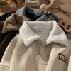 Corduroy Polo Collar Men Winter Fleece-Lined Thickened Lamb Wool Lapel Sweatshirt