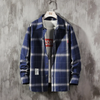 Men Casual Classic Plaid Lapel Button Loose Long Sleeve Shirt