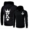 King Queen Crown Printing Pocket Casual Couple Hoodies