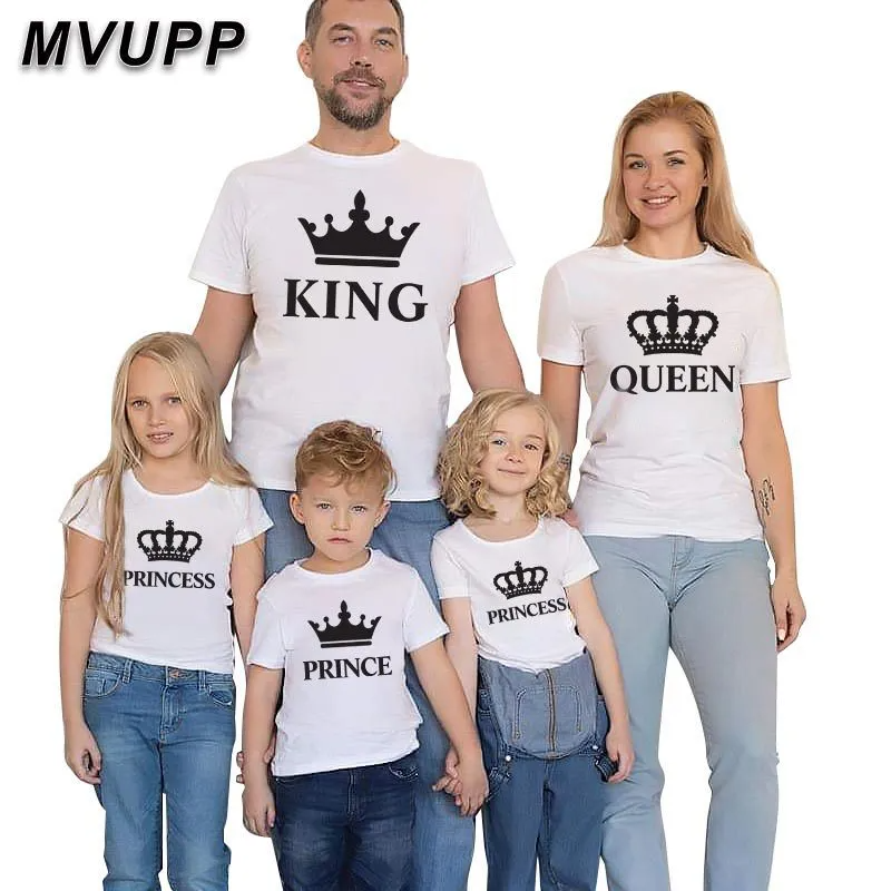 Fashion Loose Crown Letter Print Round Neck Short Sleeve Parent-Child T-Shirt